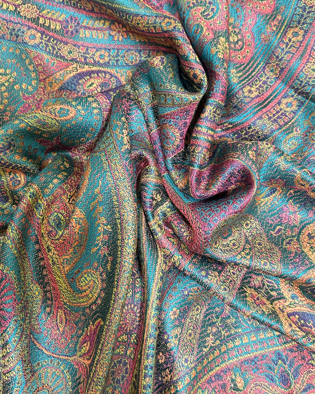 Handwoven pure silk shawl - BLACKGRGEEN