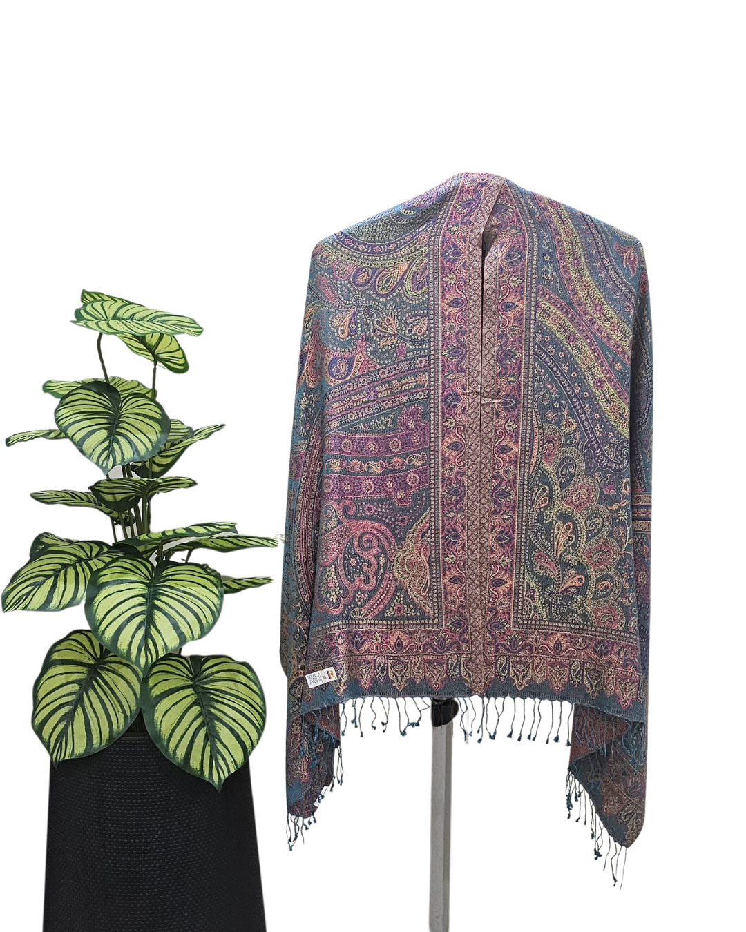 Handwoven pure silk shawl - BLACKGRGEEN