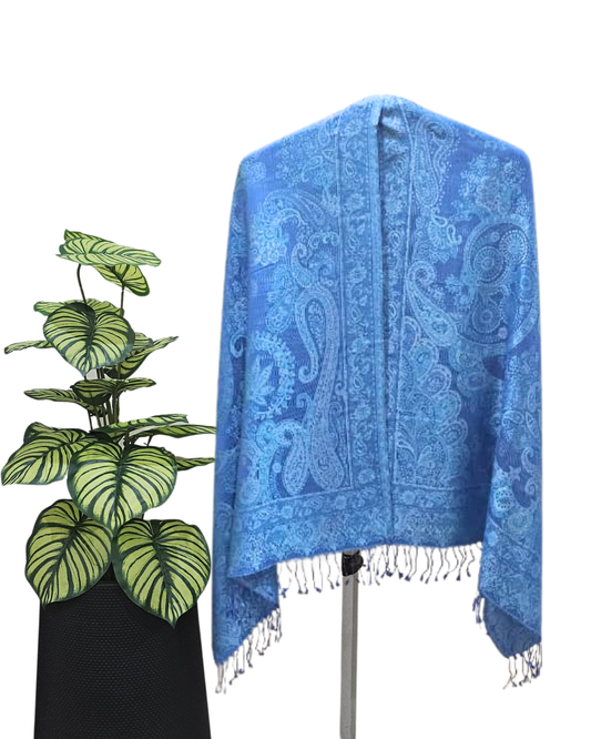 Handwoven pure silk shawl - AQUAMARINE