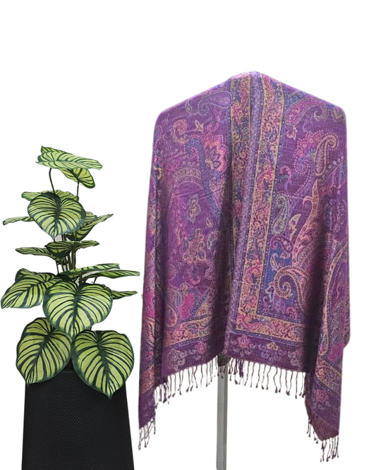 Handwoven pure silk shawl - PURPLE