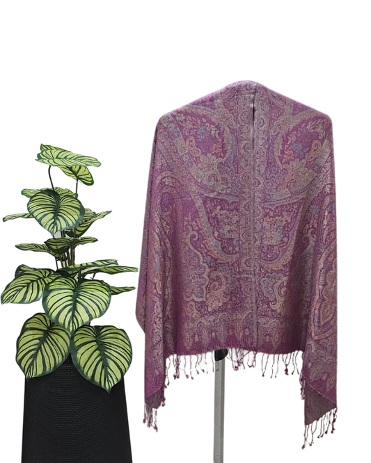 Handwoven pure silk shawl - VIOLET