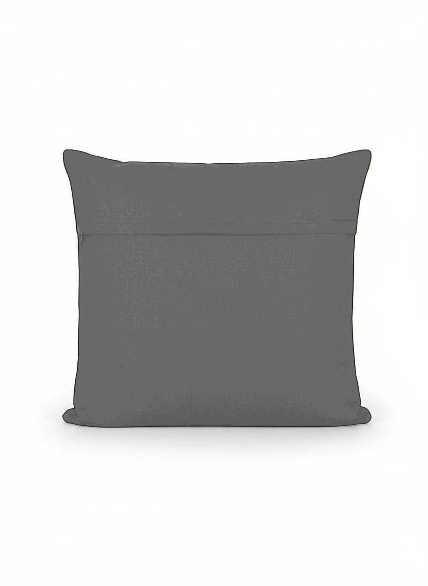 Noori Couture dark olive green Banarasi brocade cushion cover with zari detailing and woven motifs, 16x16 inches.