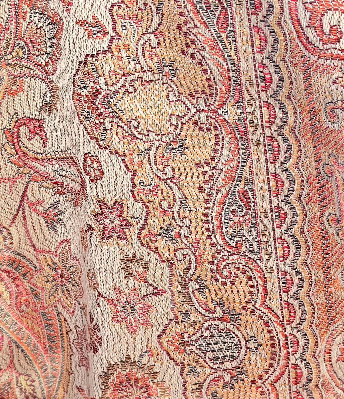 Noori Couture coffee brown pashmina shawl featuring an intricate multi-tonal traditional paisley pattern and soft texture