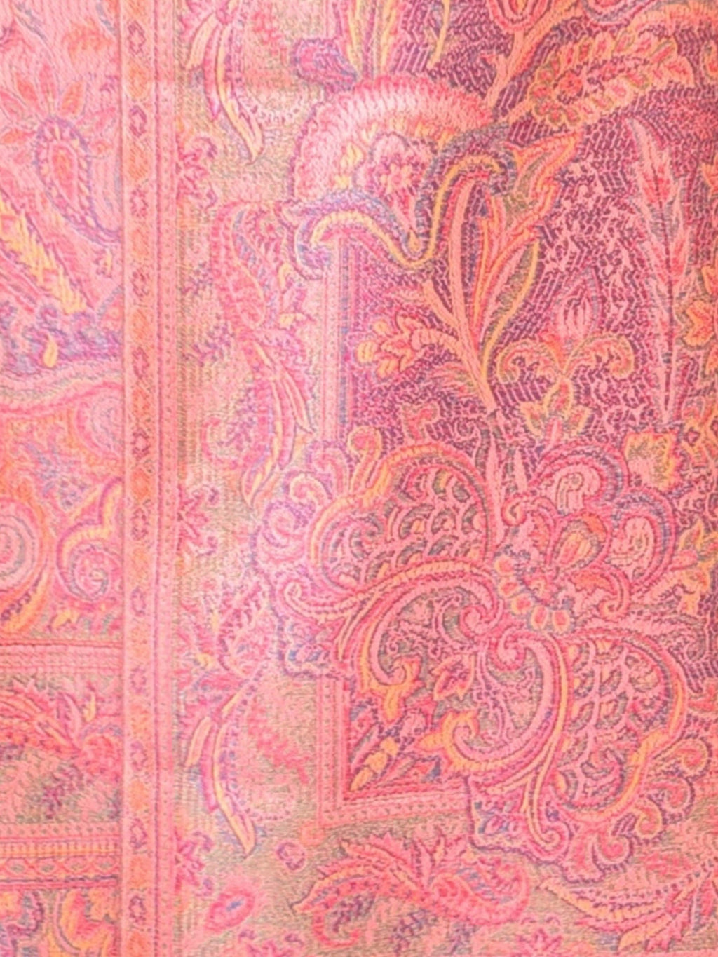 Noori Couture pastel pink pashmina shawl featuring an intricate woven paisley pattern and soft textured fabric.