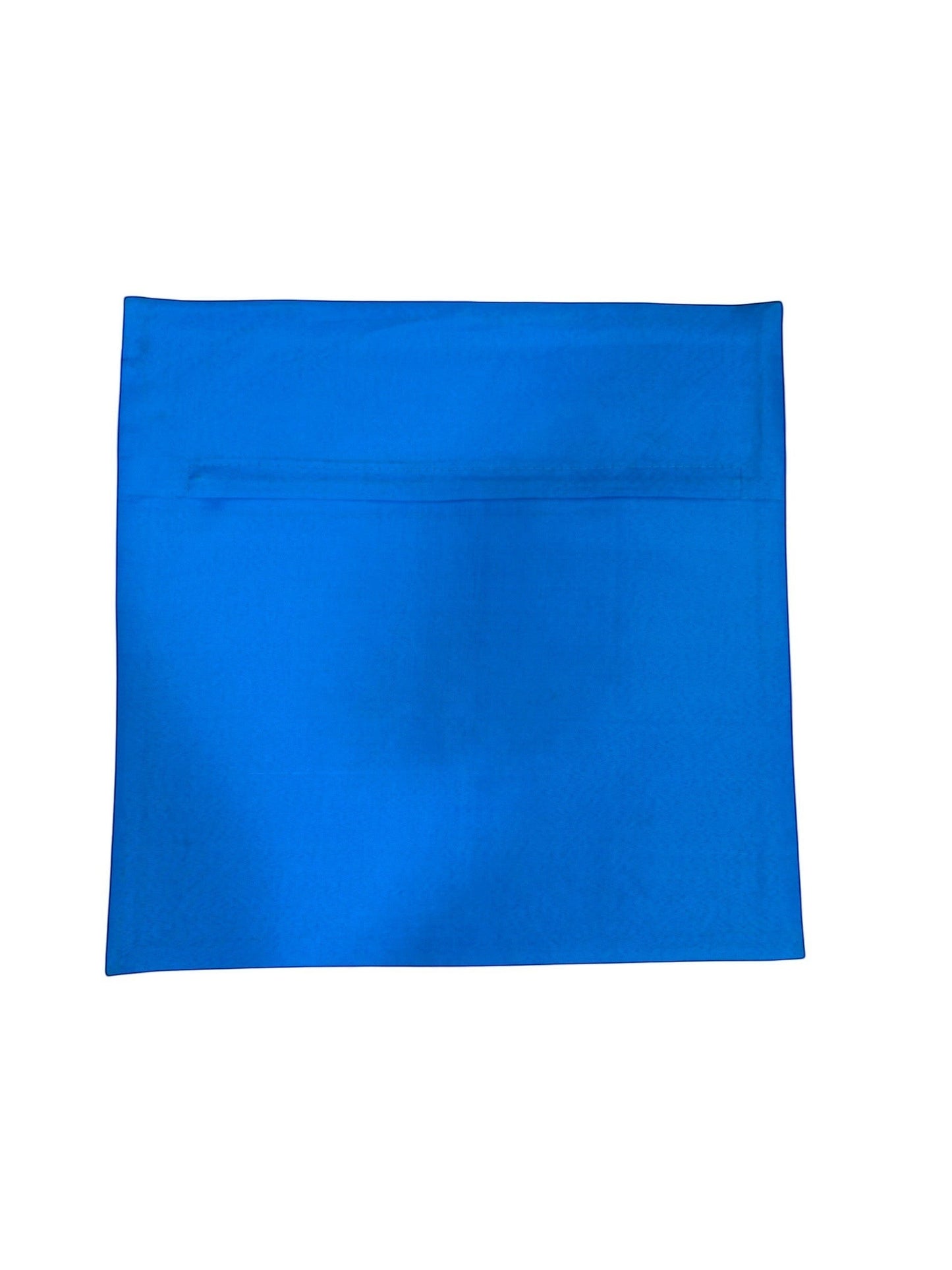 Noori Couture Royal Cushion Cover in vibrant blue jacquard fabric with damask pattern and gold cord trim.